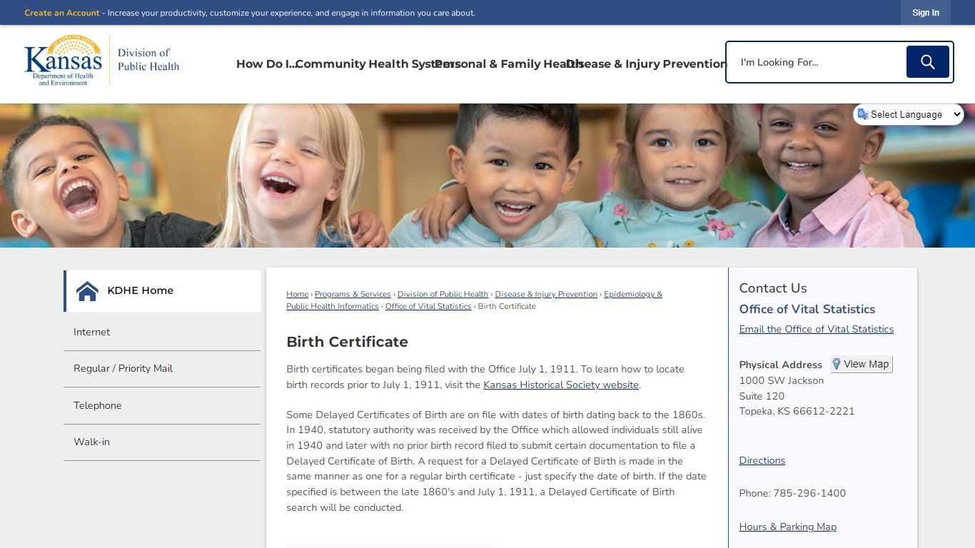 Birth Certificate | KDHE, KS - Kansas